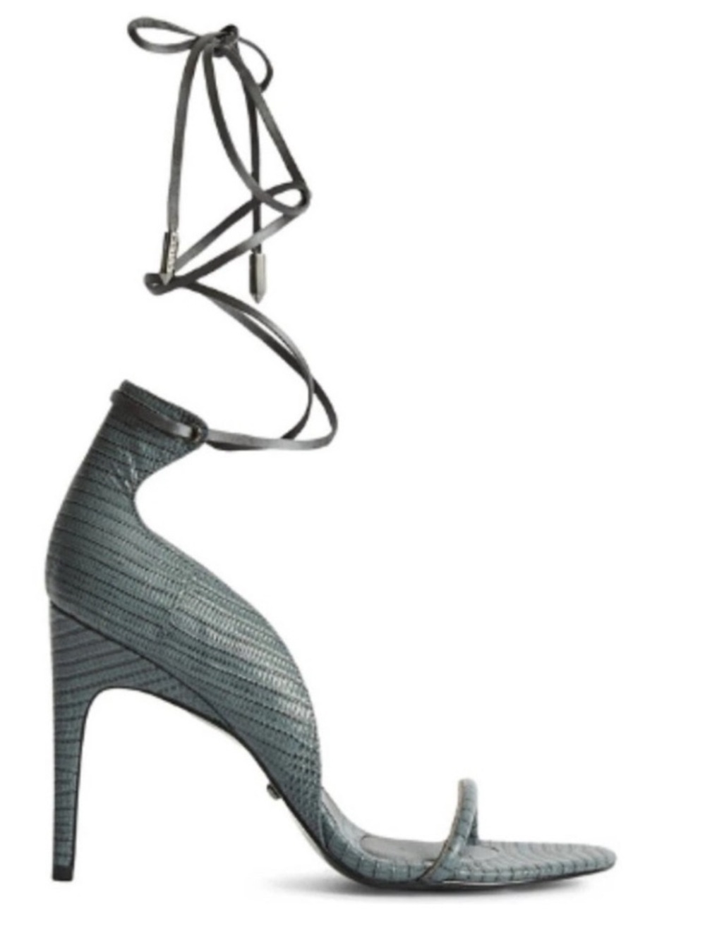 Nwt Reiss Coco Ash Grey Lizard Heel lace up 39 - US 8 summer fall $200 party